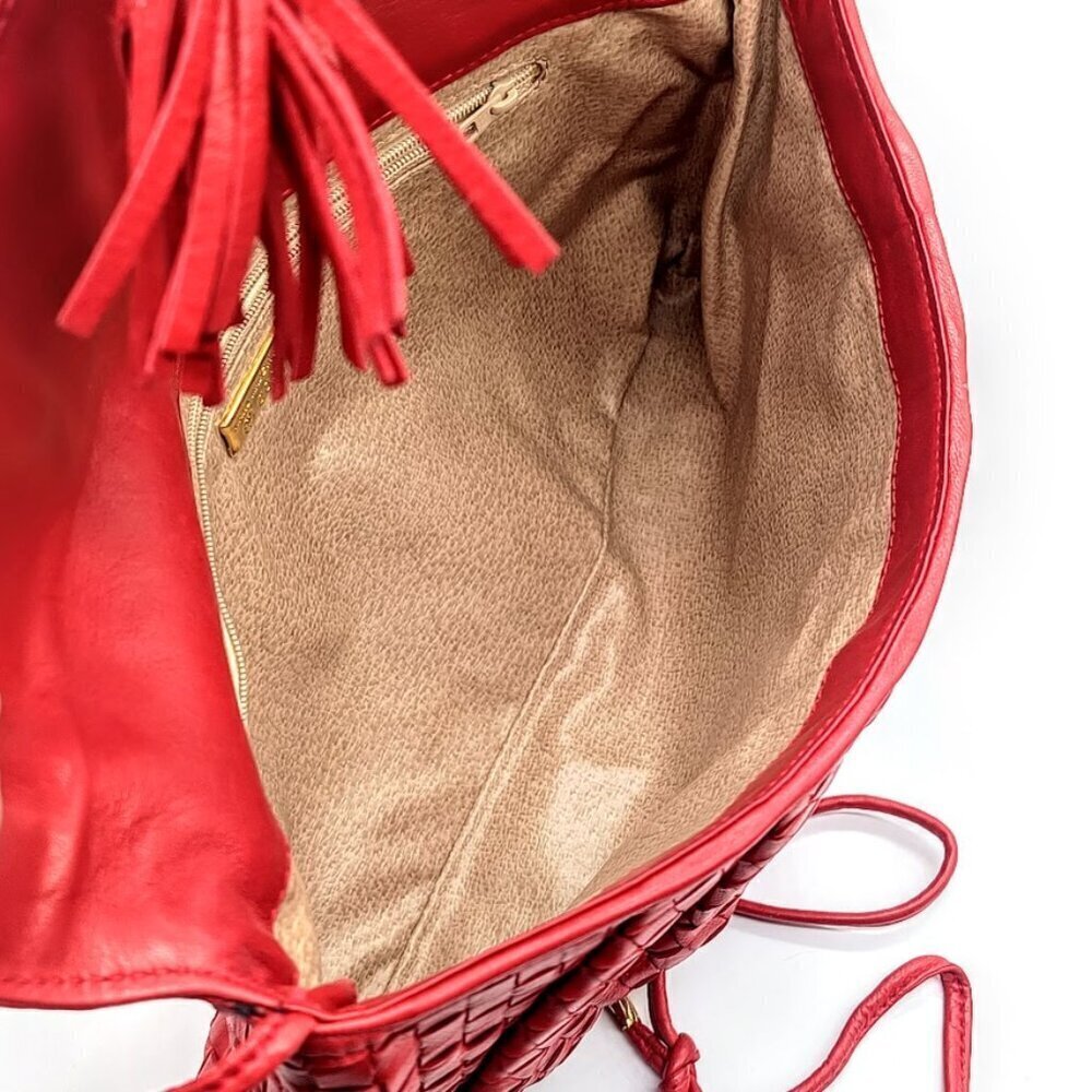 Cosci Handmade Italian Red Woven Leather Bag - Picture 4 of 6